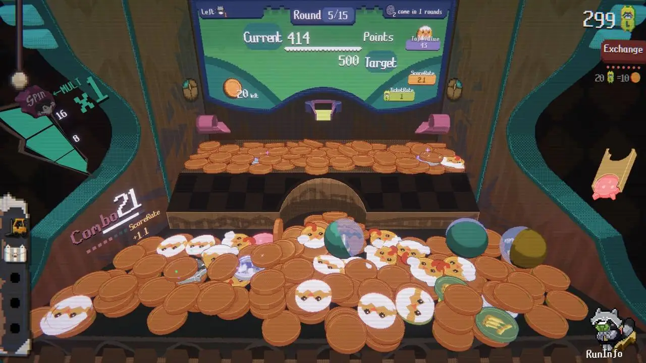 Скриншот игры RACCOIN: Coin Pusher Roguelike