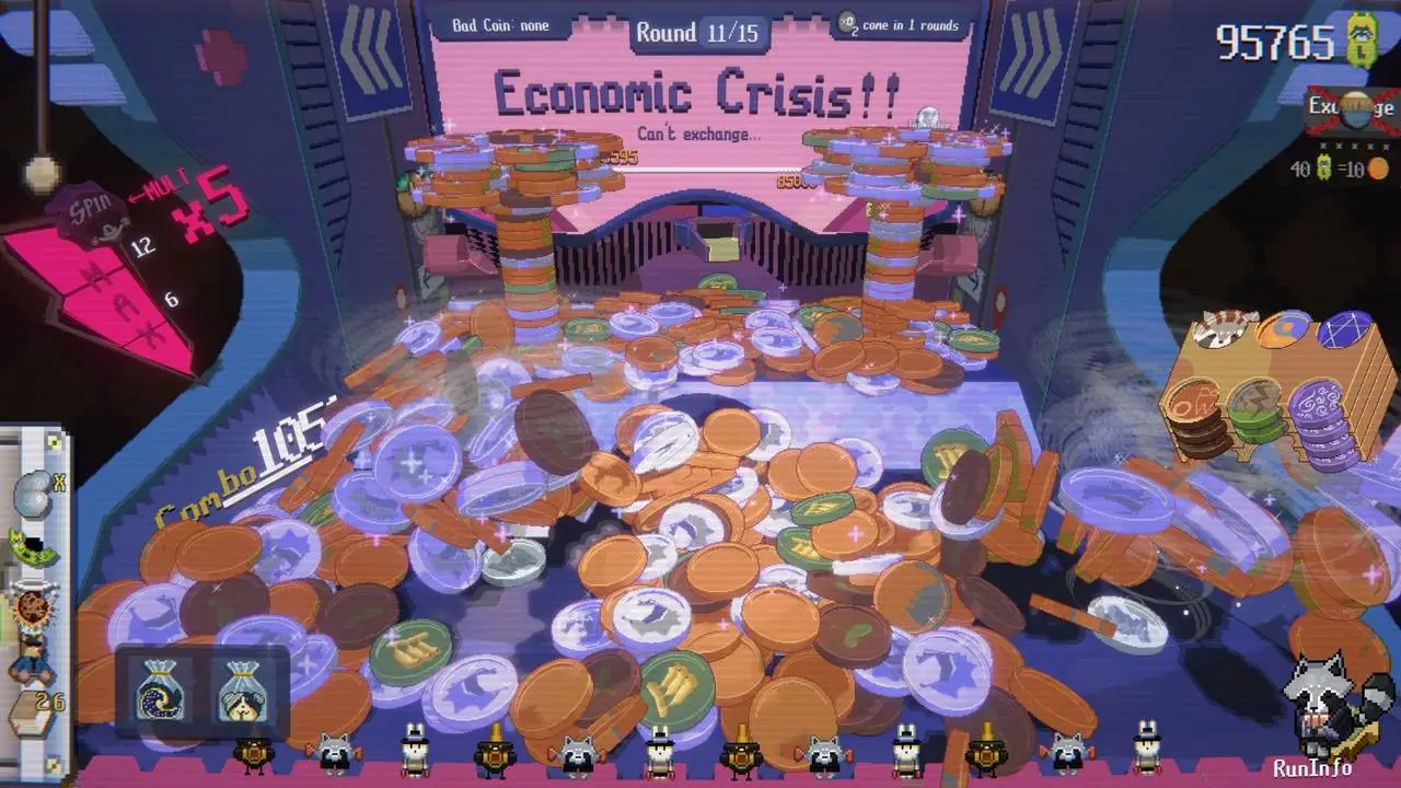 Скриншот игры RACCOIN: Coin Pusher Roguelike